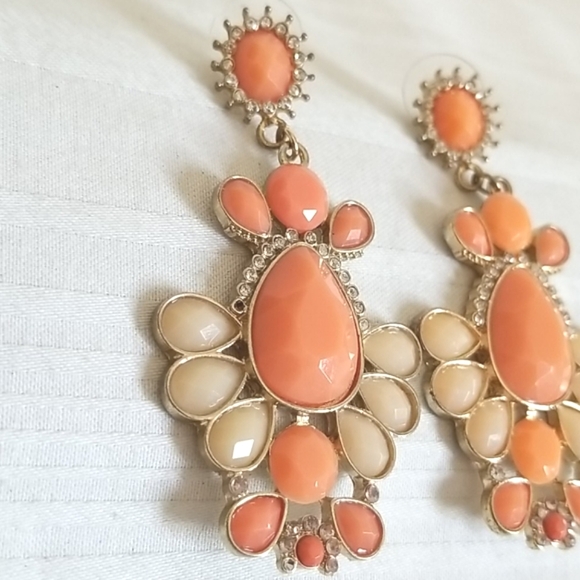 Rhinestone Bead Dangly Statement Earrings - Picture 2 of 3